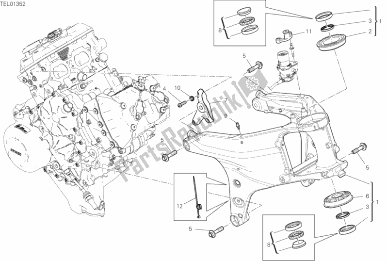 All parts for the Frame of the Ducati Streetfighter V4 S 1103 2020